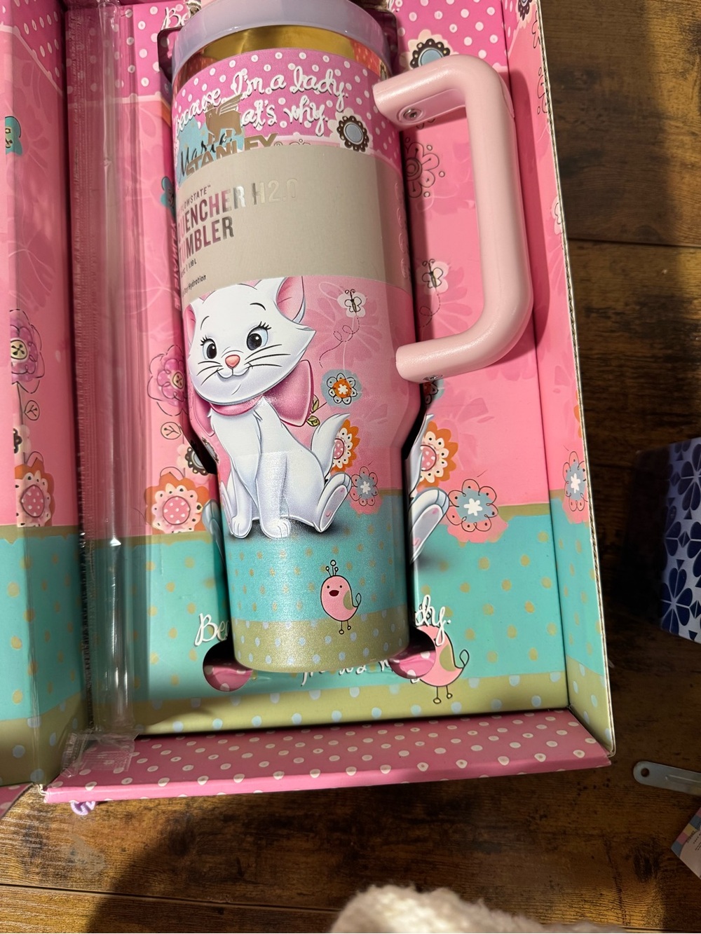 Stanley Pink and Teal Floral Aristocats Insulated Tumbler featuring Marie